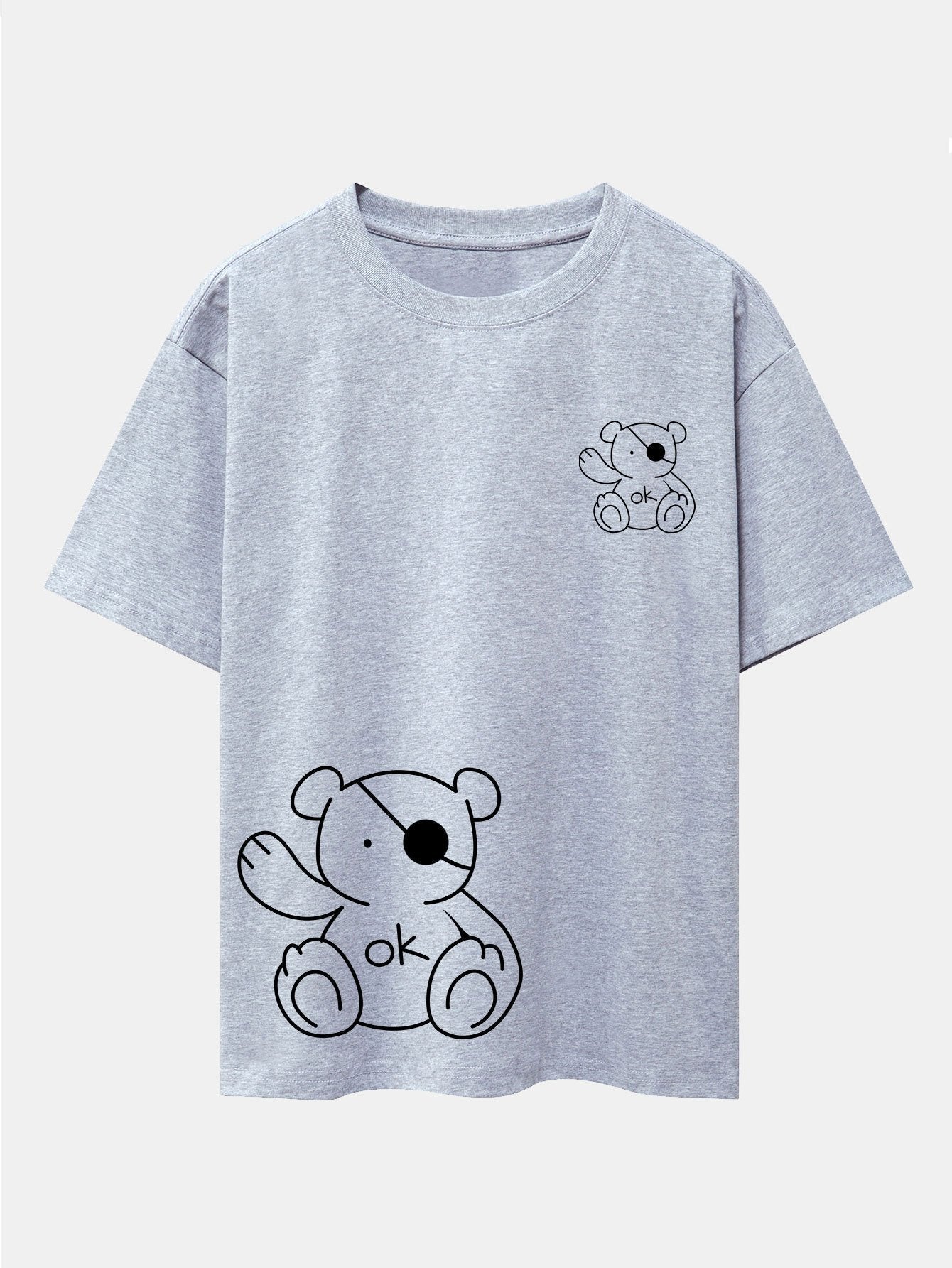 Bear Print Drop Shoulder Oversize T-Shirt