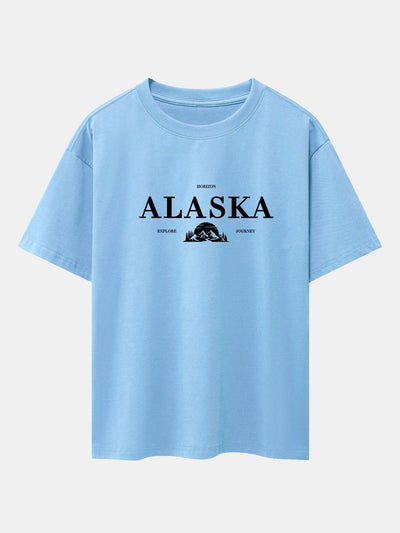 Alaska Slogan Print Drop Shoulder Oversize T-Shirt