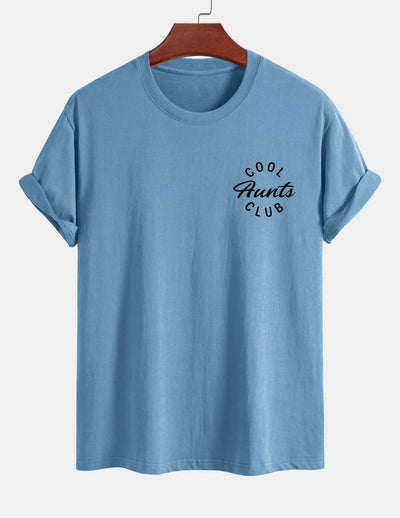 Regular Fit Cool Aunts Club Print Cotton T-Shirt