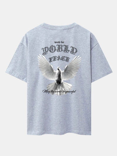Dove Of Peace Back Print Drop Shoulder Oversize T-Shirt