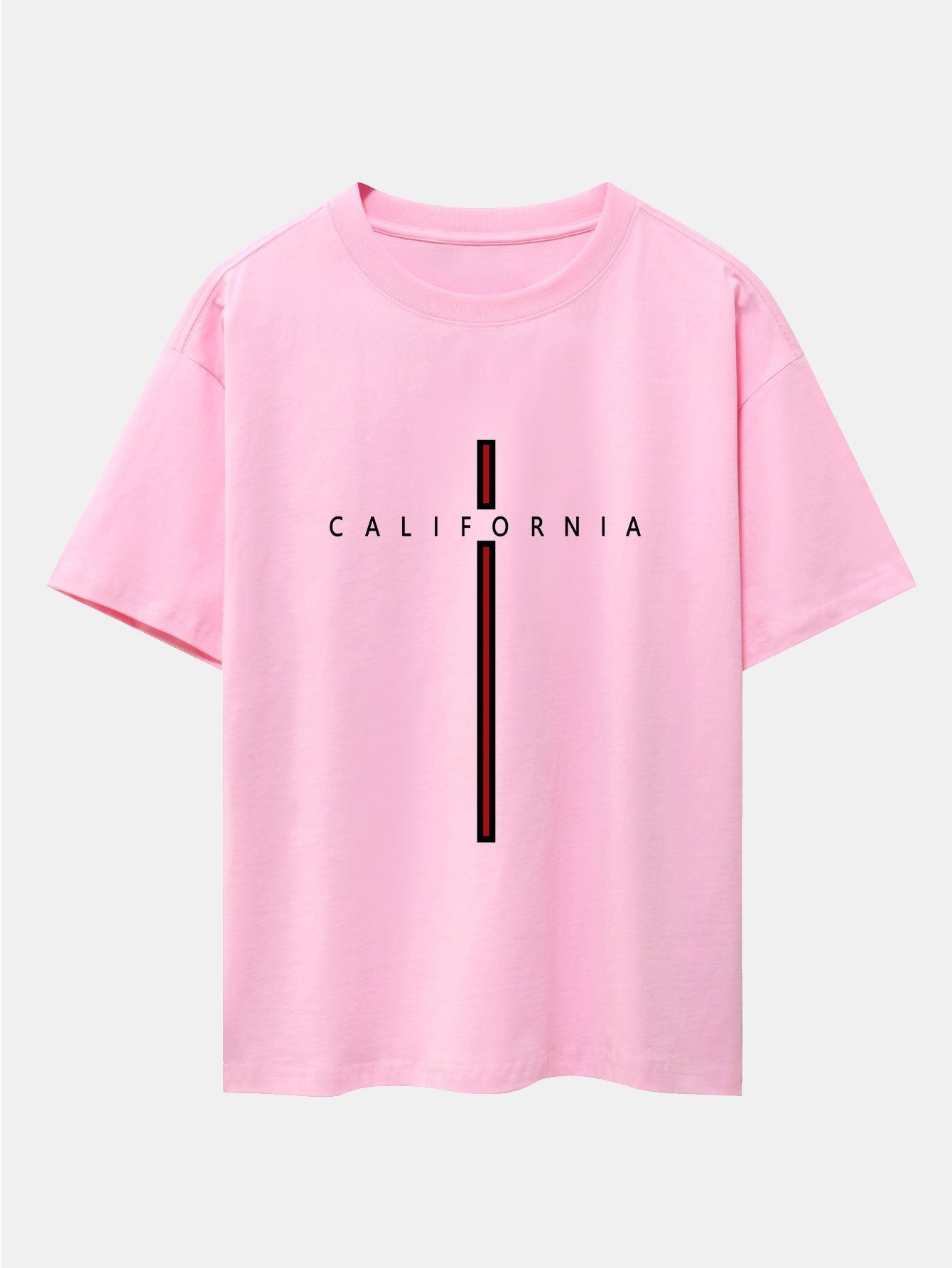California Stripe Print Drop Shoulder Oversize T-Shirt