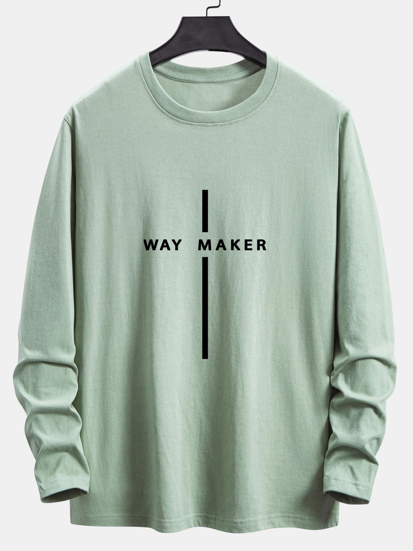 Long Sleeve Way Maker Stripe Print Cotton T-Shirt