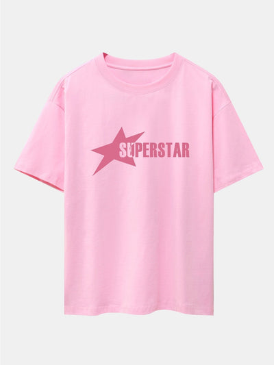 Superstar Print Drop Shoulder Oversize T-Shirt
