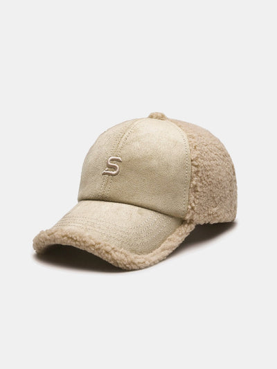 Embroidery Letter Plush Warm Baseball Cap