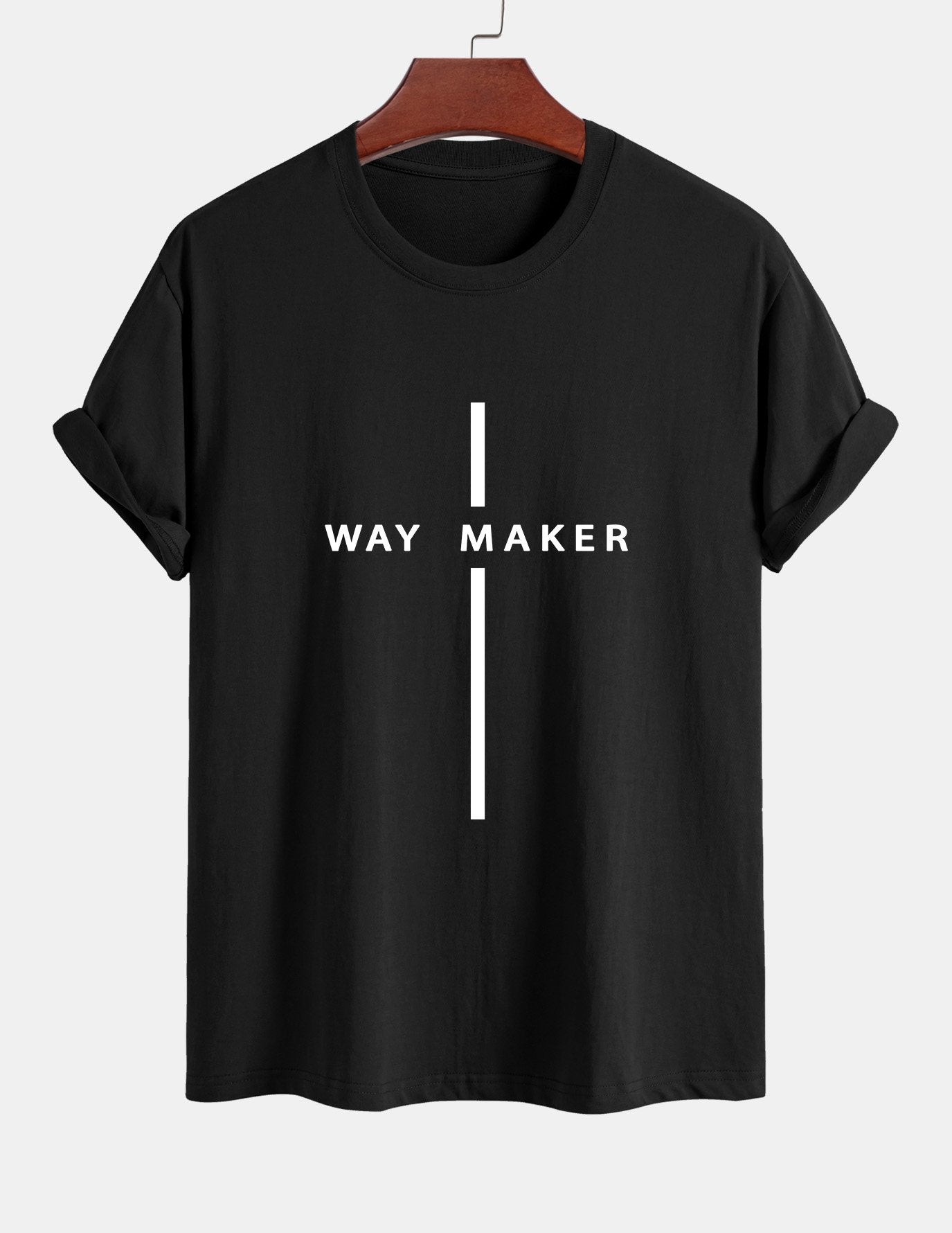 Regular Fit Way Maker Stripe Print Cotton T-Shirt