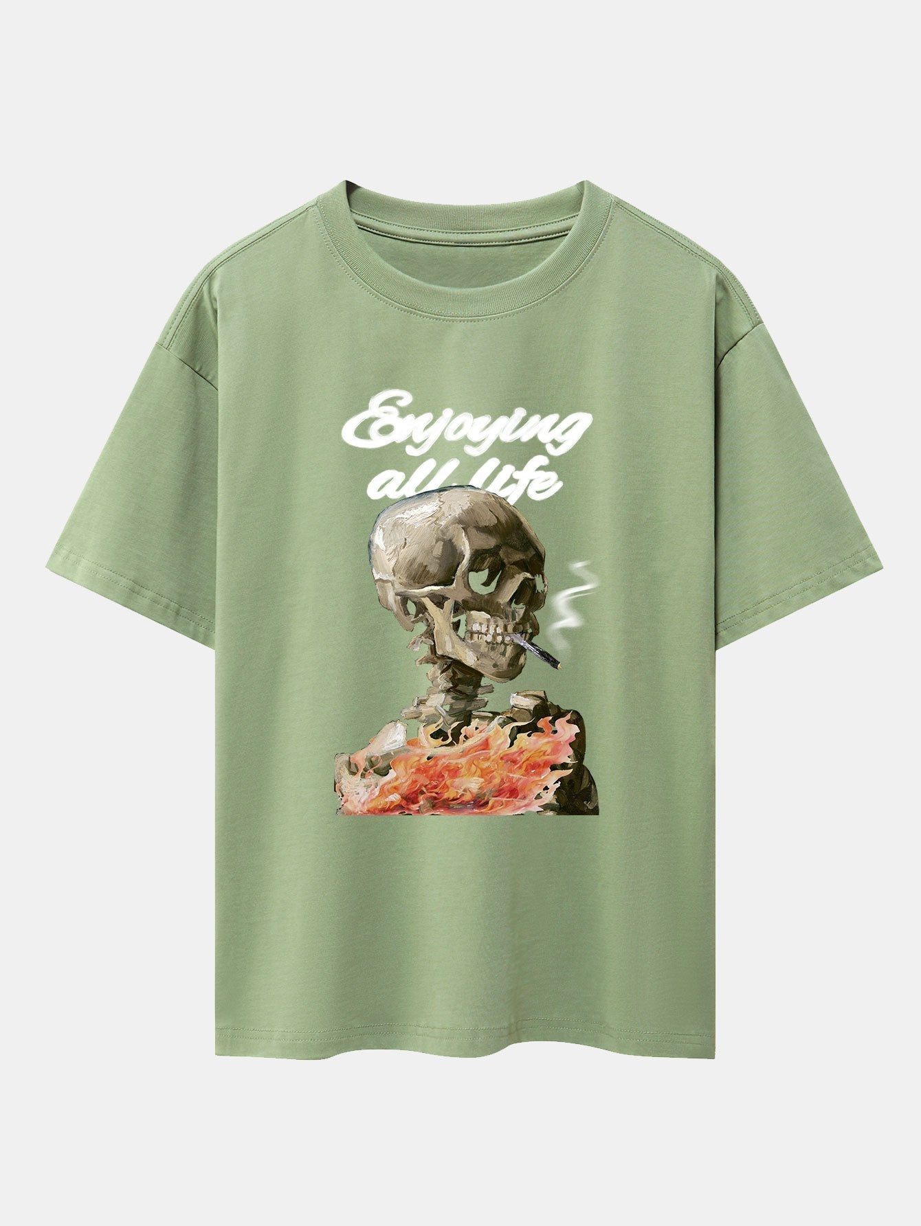 Skeleton Print Drop Shoulder Oversize T-Shirt