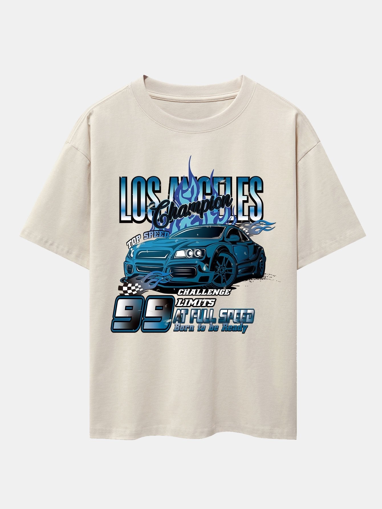 Los Angeles Car Print Drop Shoulder Oversize T-Shirt