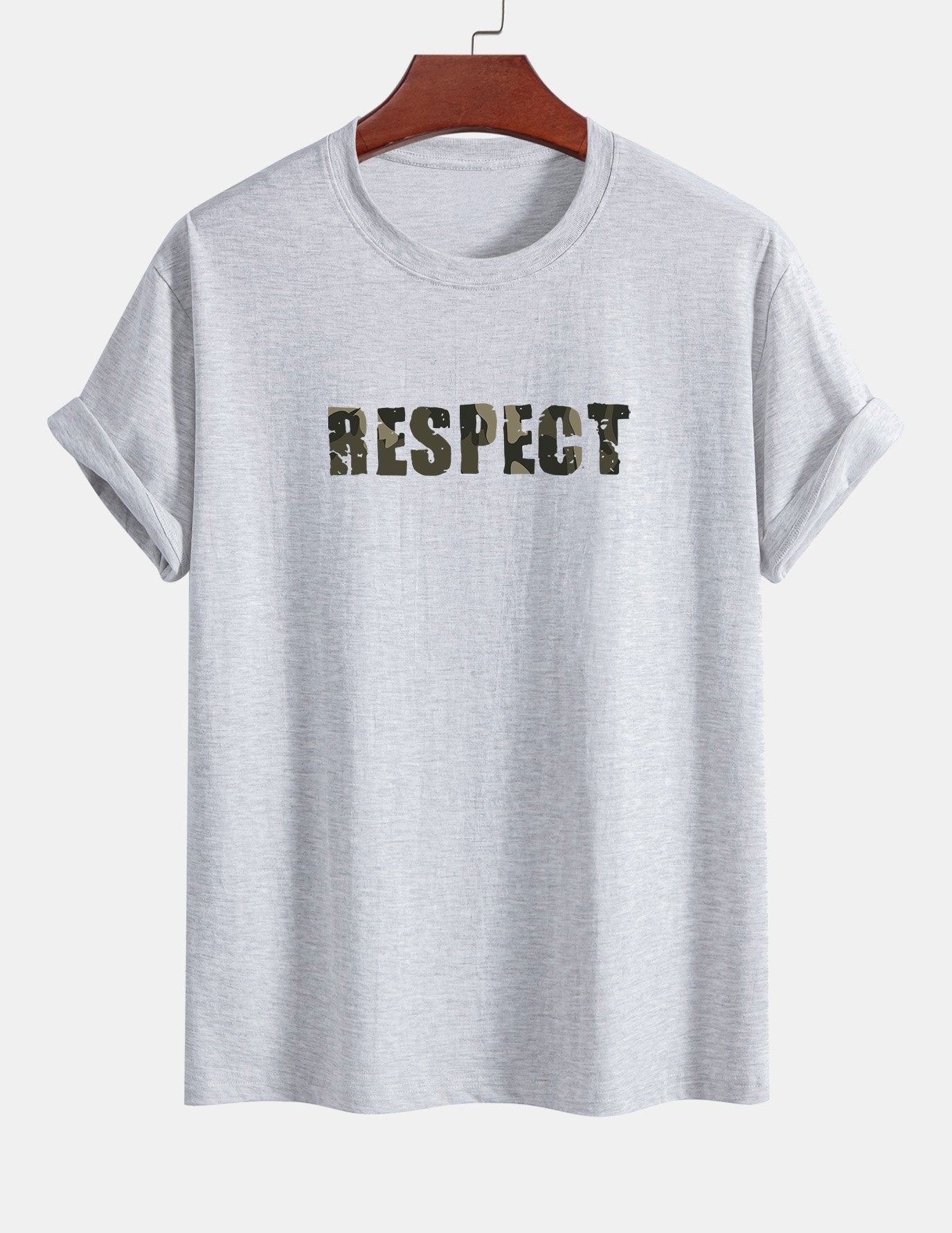 Regular Fit Camouflage Respect Print Cotton T-Shirt