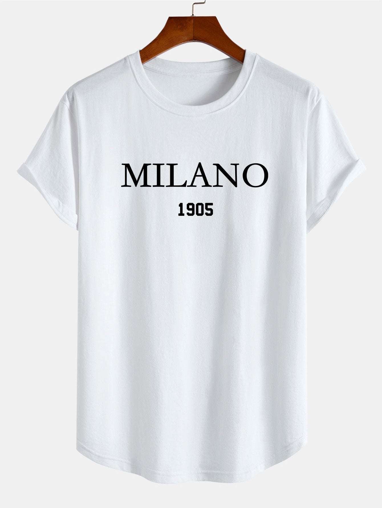 Milano Slogan Print Cotton Arc Hem T-Shirt
