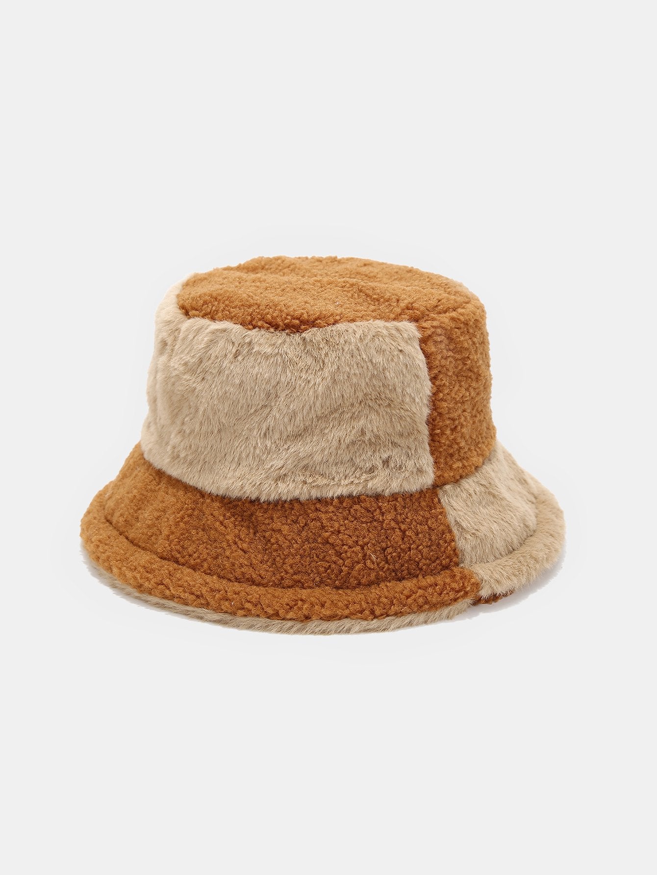 Teddy Color Block Warm Bucket Hat