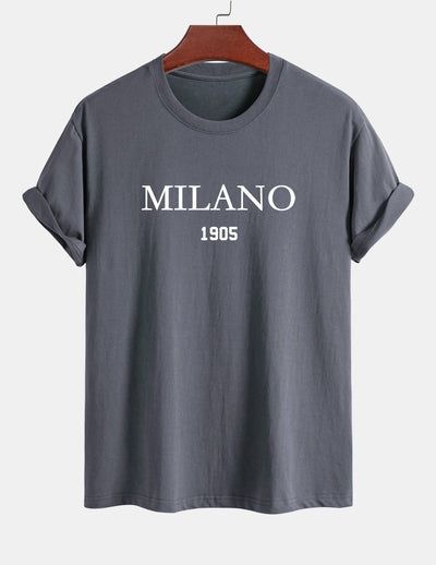Regular Fit Milano Slogan Cotton T-Shirt
