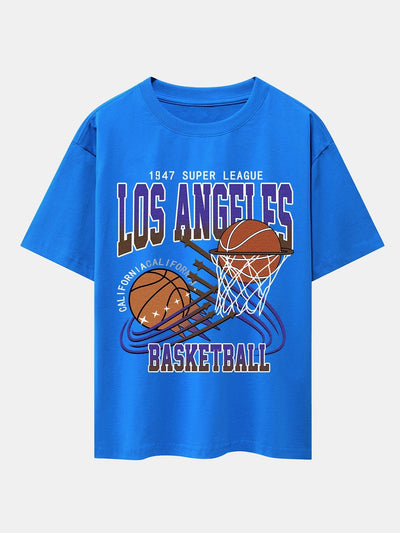 Los Angeles Basketball Print Drop Shoulder Oversize T-Shirt