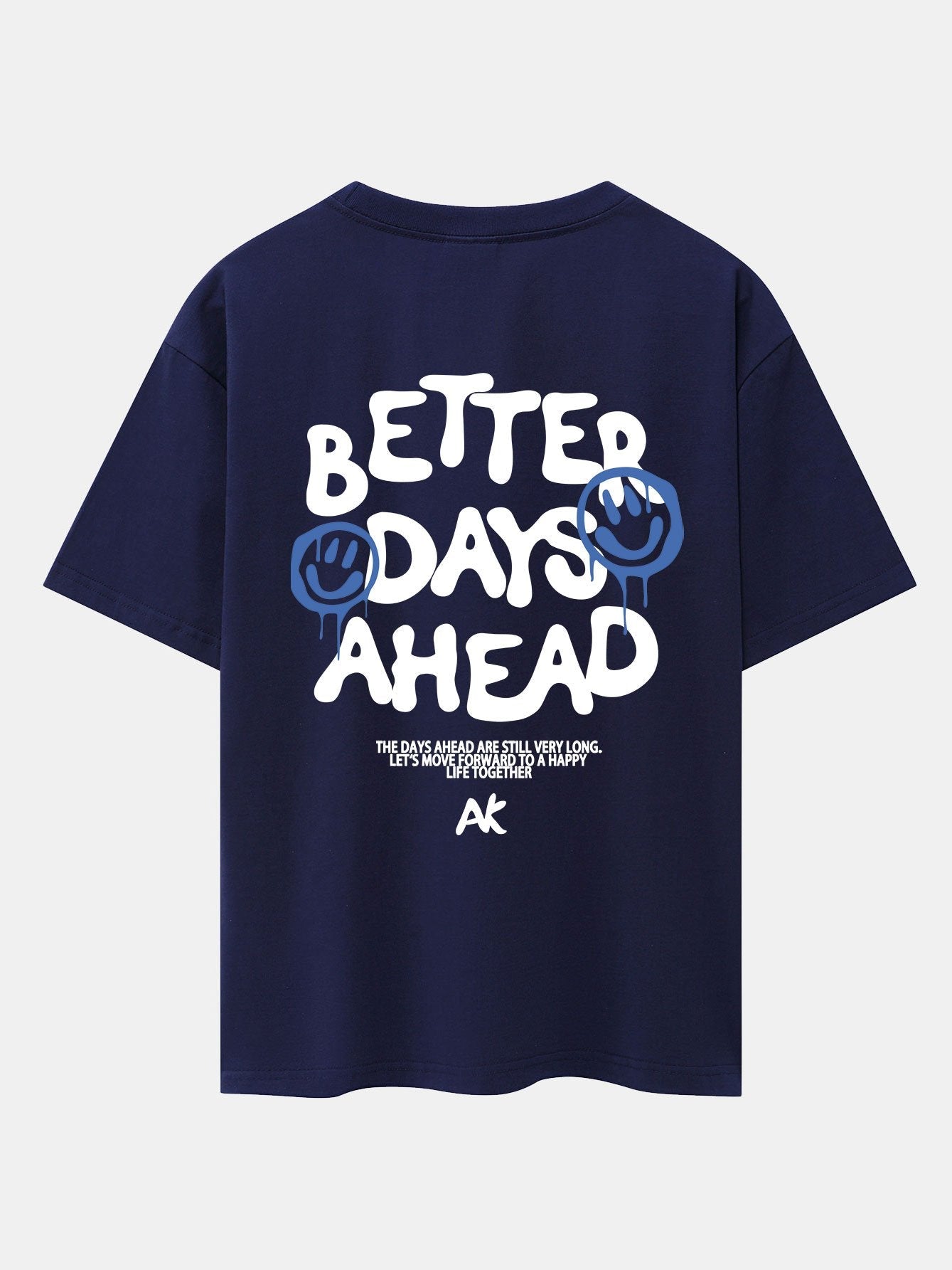 Smiley Slogan Back Print Drop Shoulder Oversize T-Shirt