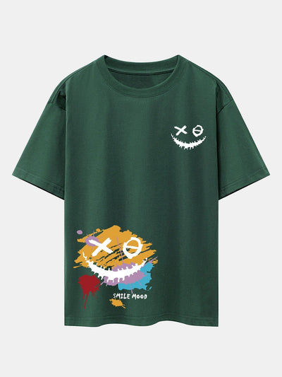 Graffiti Smiley Face Print Drop Shoulder Oversize T-Shirt