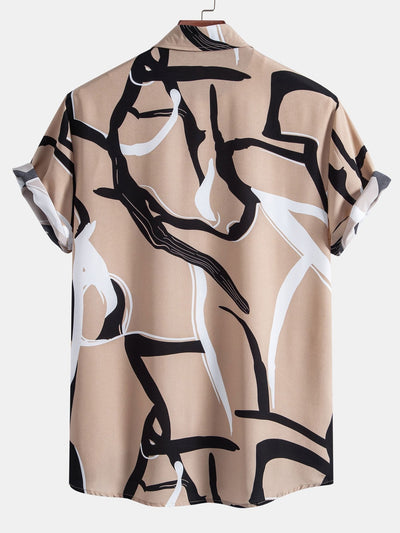 Abstract Print Button Up Shirt