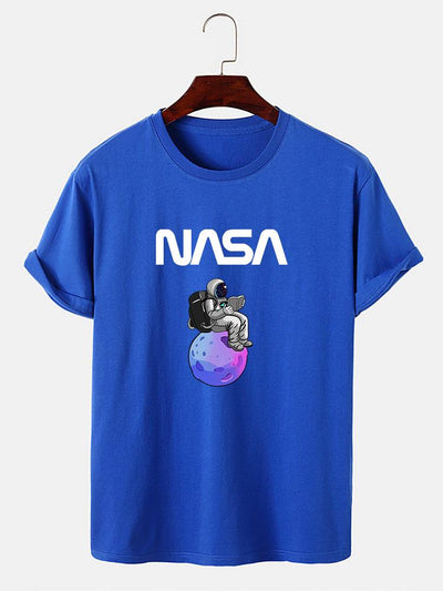 Astronaut Reading Book Print T-Shirt