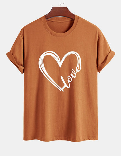 Regular Fit Heart Print Cotton T-Shirt
