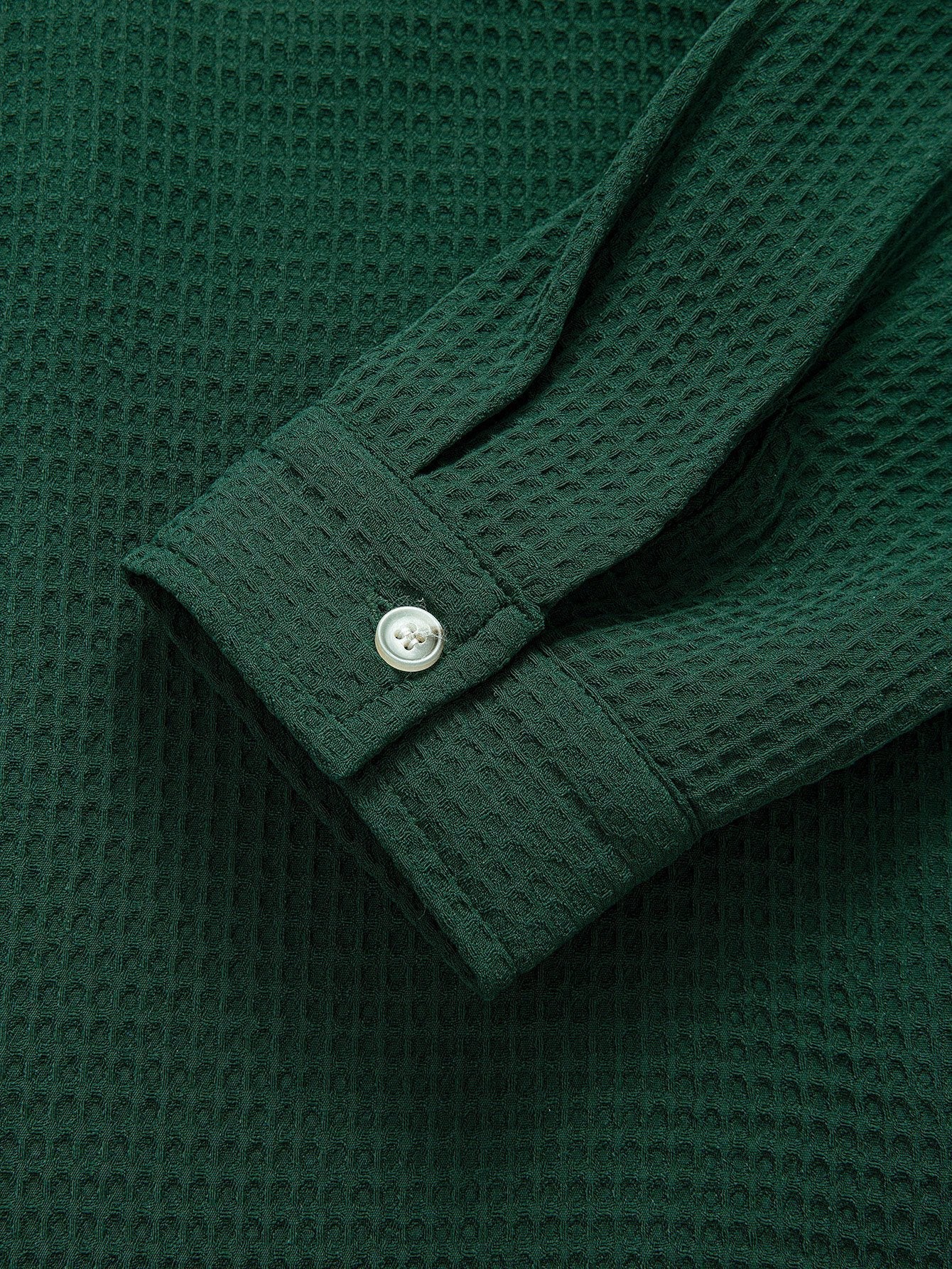 Long Sleeve Waffle Cuban Collar Shirt