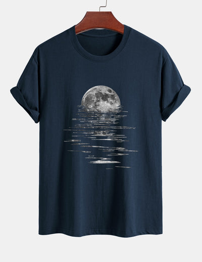 Regular Fit Moon Print Cotton T-Shirt