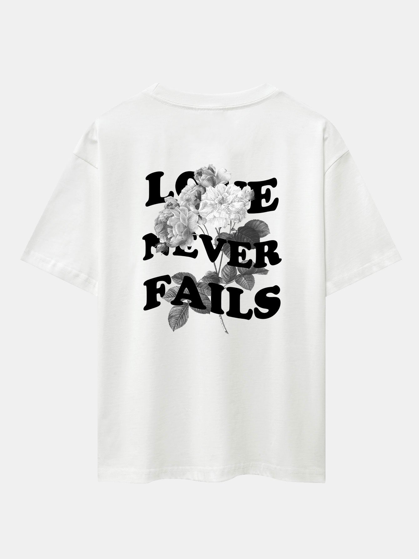 Rose Slogan Back Print Drop Shoulder Oversize T-Shirt