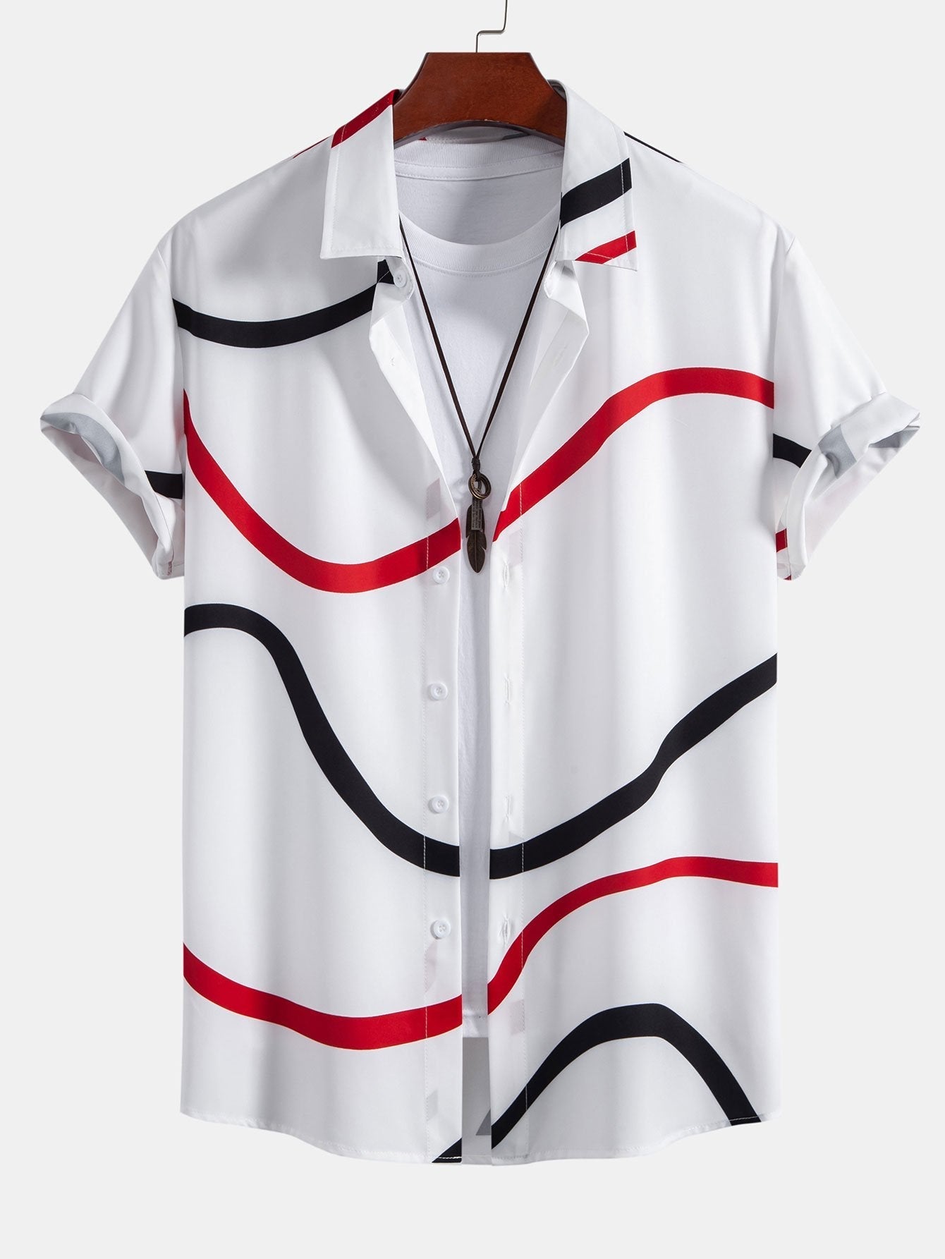 Line Print Button Up Shirt