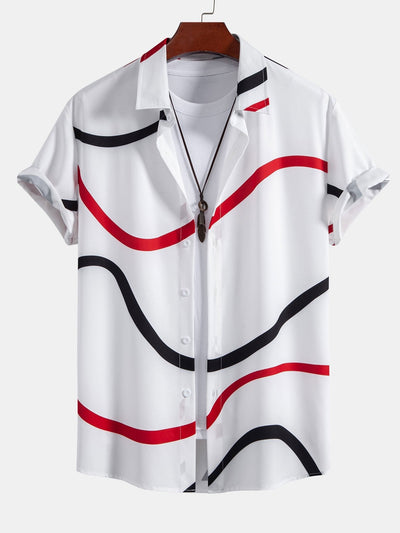 Line Print Button Up Shirt