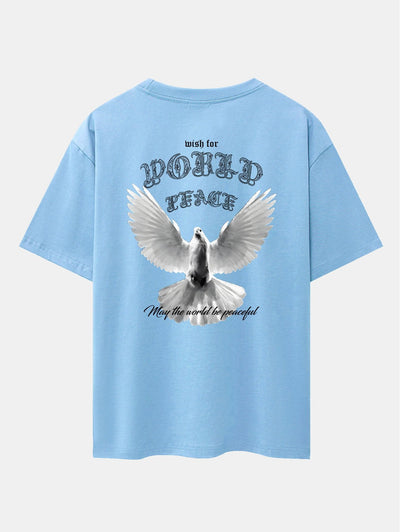Dove Of Peace Back Print Drop Shoulder Oversize T-Shirt