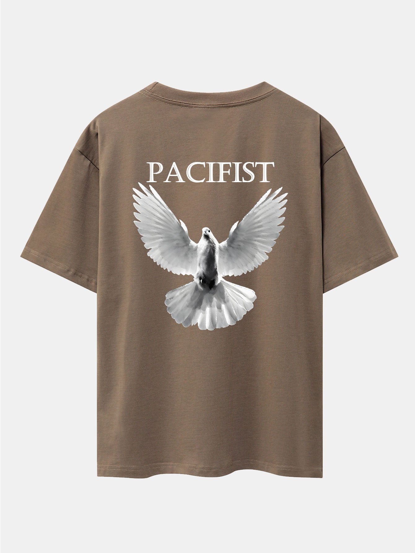 Pacifist Dove Back Print Drop Shoulder Oversize T-Shirt