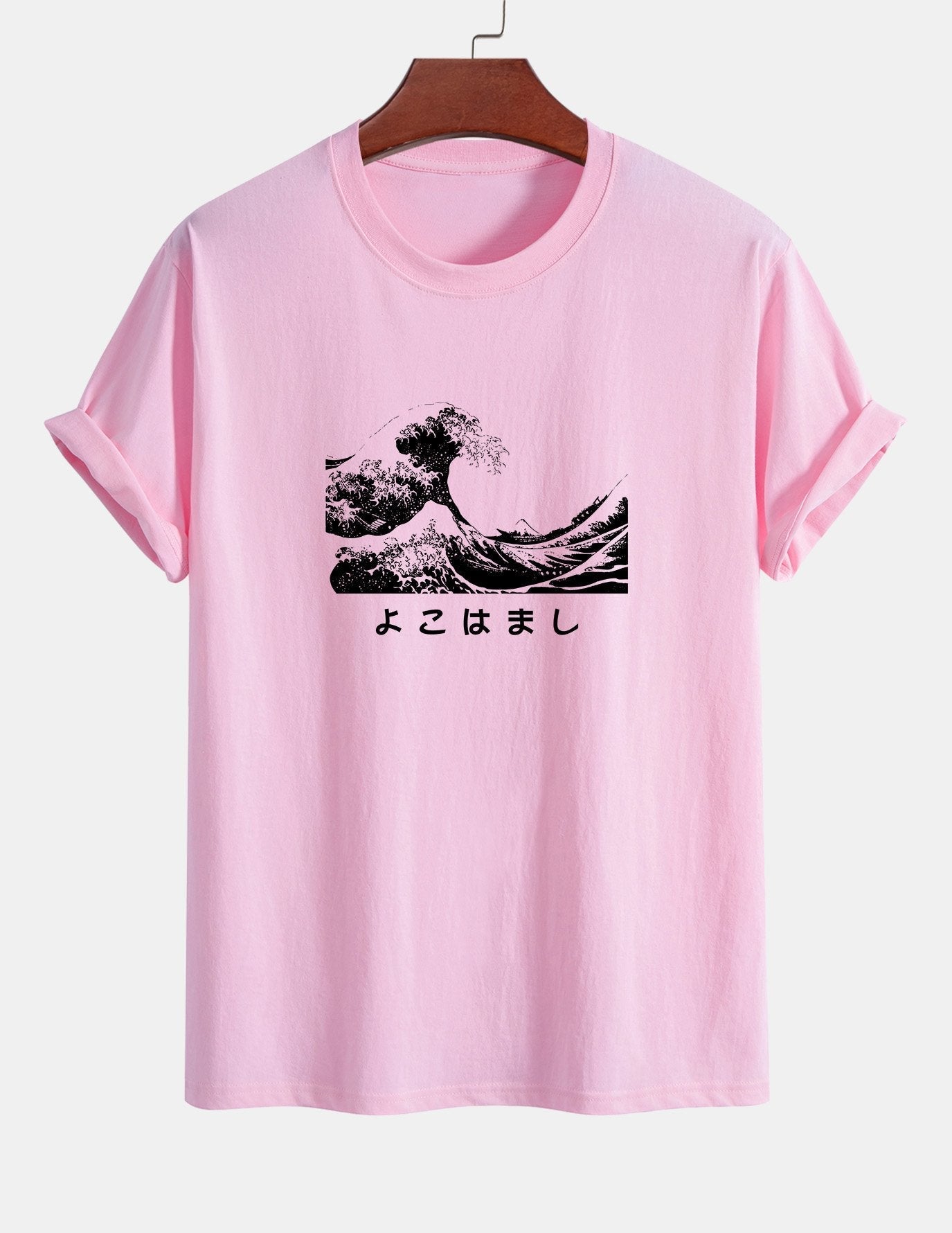 Regular Fit Waves Ukiyo-e Print Cotton T-Shirt