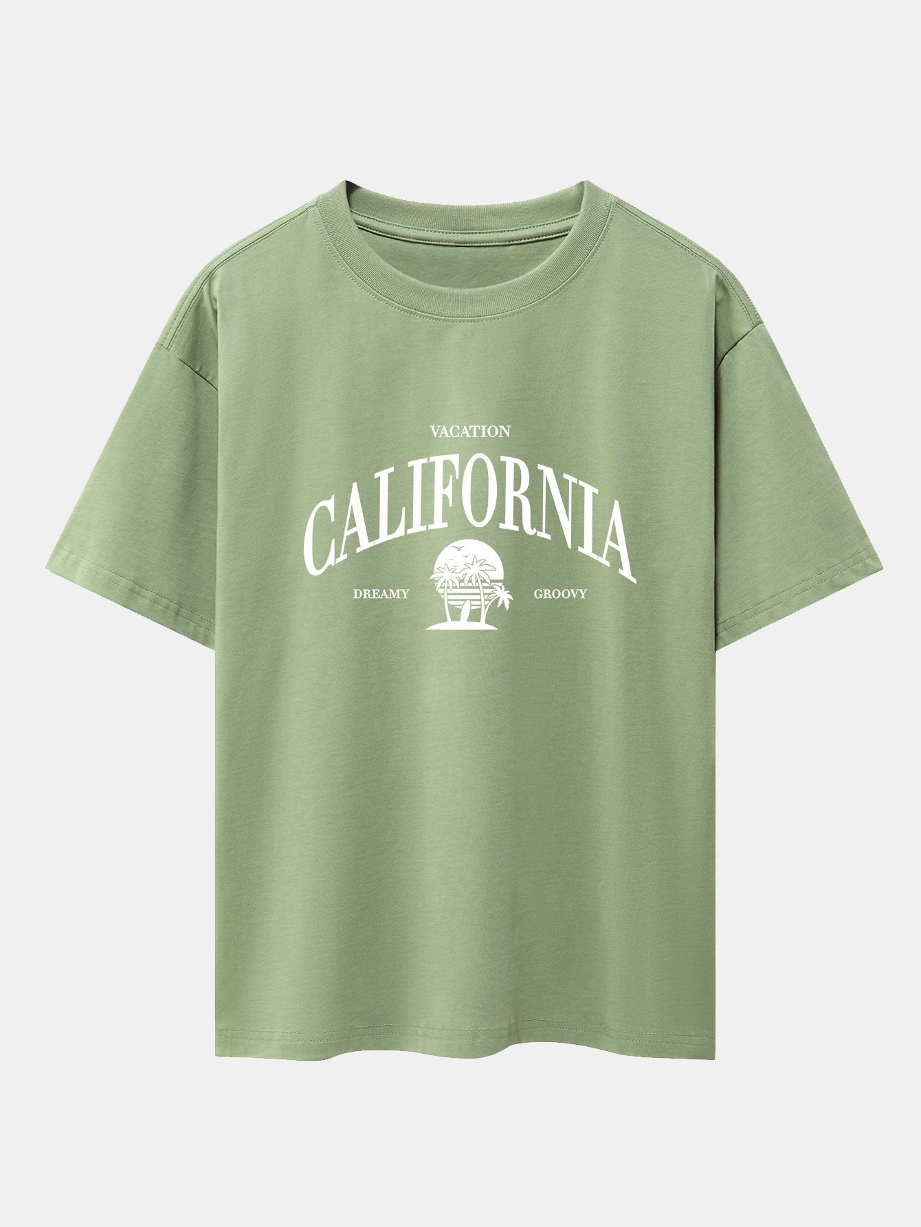 California Slogan Print Drop Shoulder Oversize T-Shirt