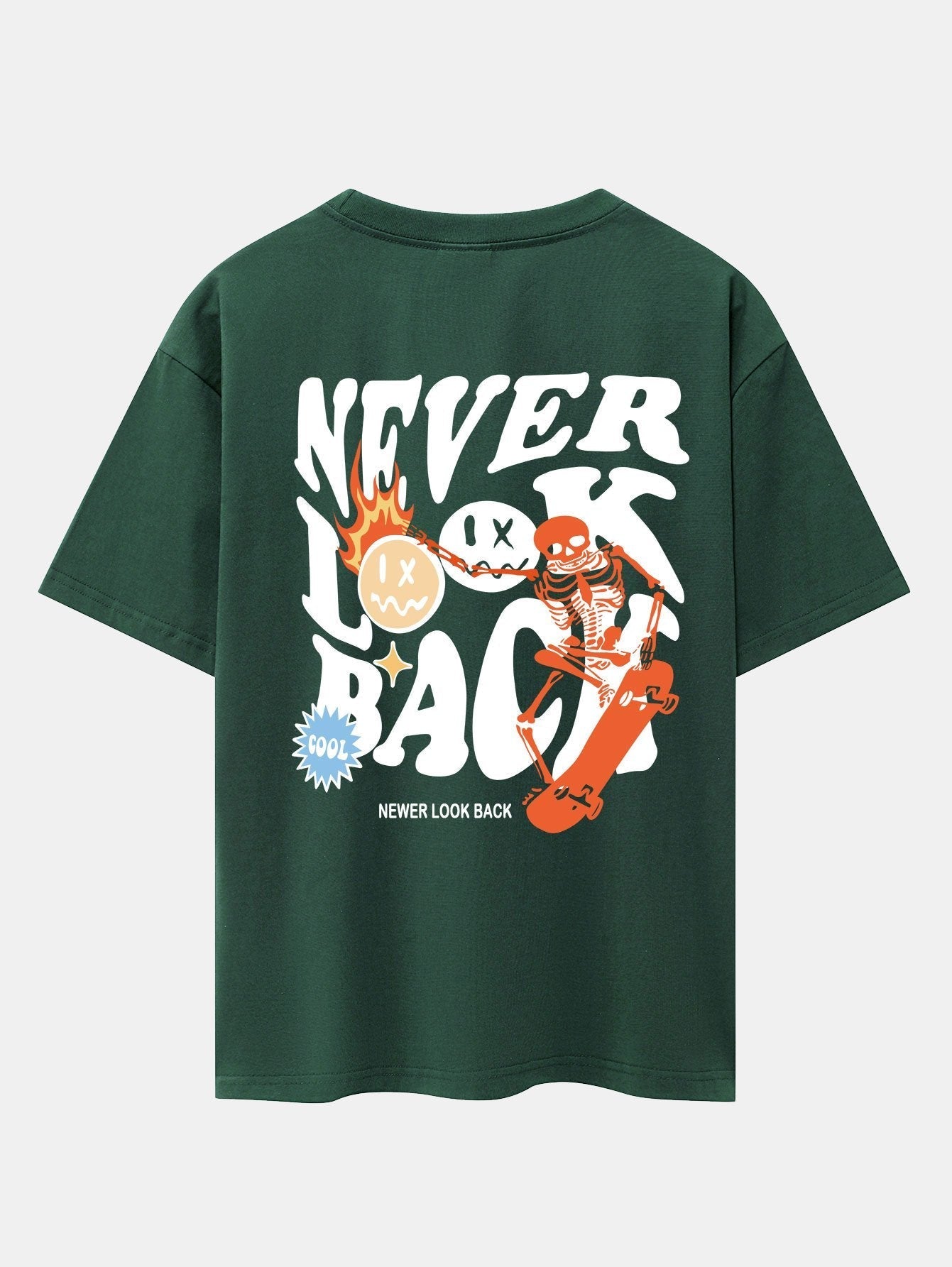 Skeleton Slogan Back Print Drop Shoulder Oversize T-Shirt