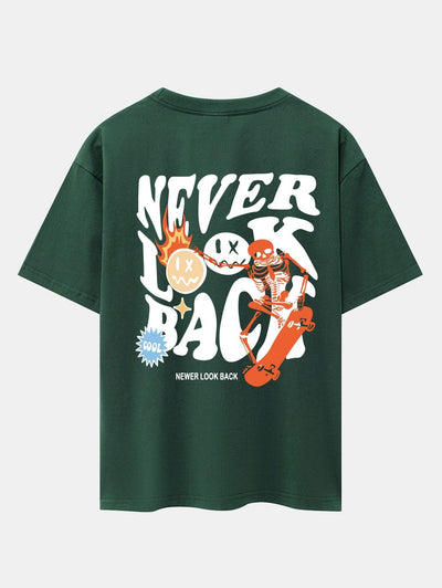 Skeleton Slogan Back Print Drop Shoulder Oversize T-Shirt