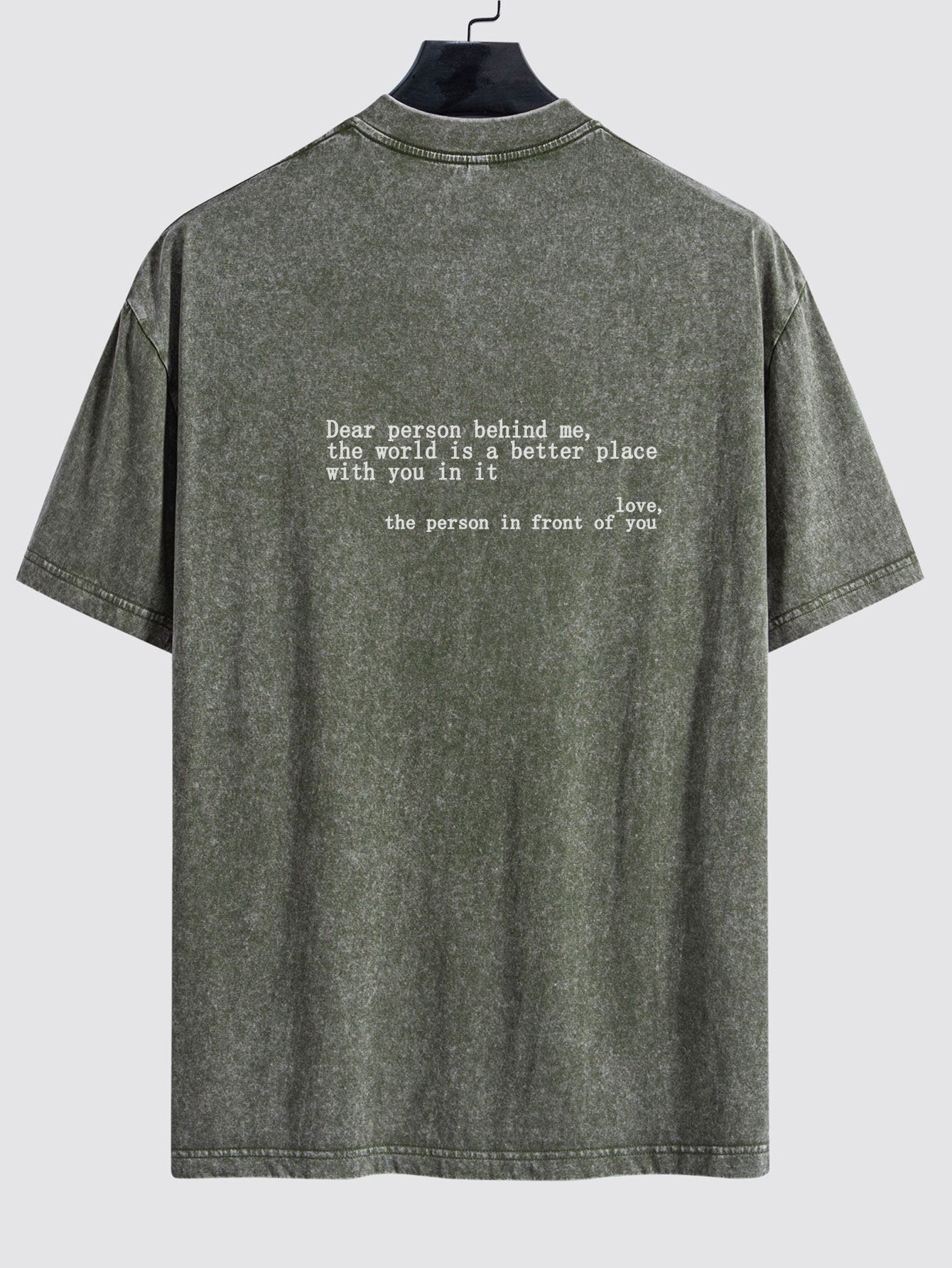 Slogan Print Washed Distressed Drop Shoulder T-Shirt