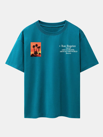 Palm Tree Slogan Print Drop Shoulder Oversize T-Shirt