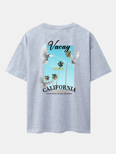 California Dove Back Print Drop Shoulder Oversize T-Shirt
