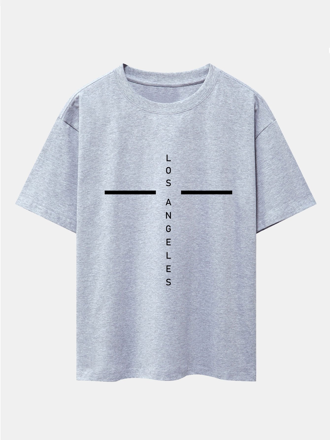 Stripe Los Angeles Print Drop Shoulder Oversize T-Shirt