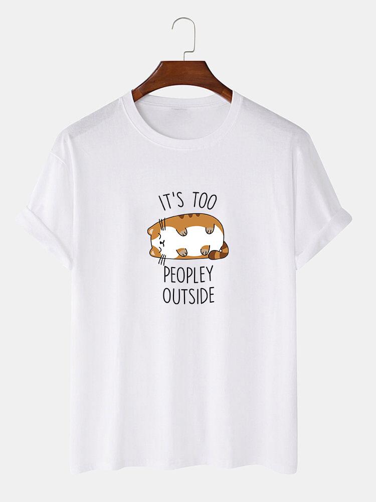 Sleepy Cat Print T-Shirt