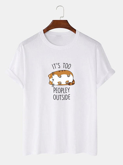 Sleepy Cat Print T-Shirt