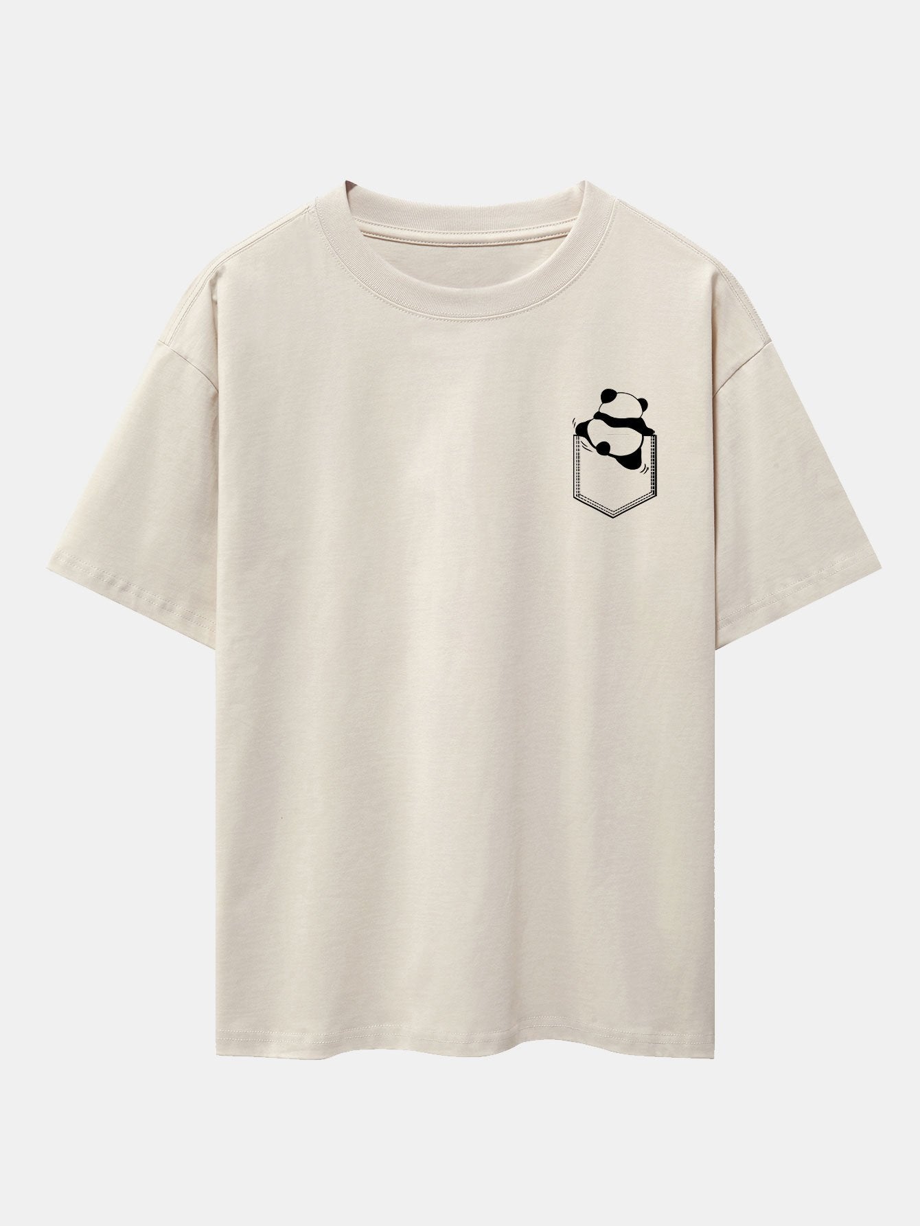 Pocket Panda Print Drop Shoulder Oversize T-Shirt