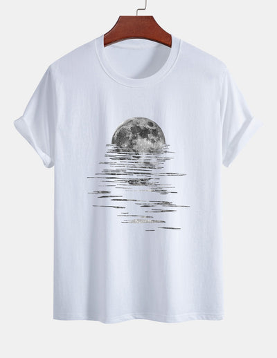 Regular Fit Moon Print Cotton T-Shirt