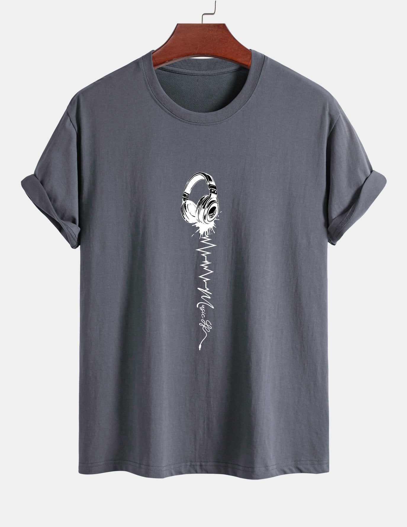 Regular Fit Earphone Print Cotton T-Shirt