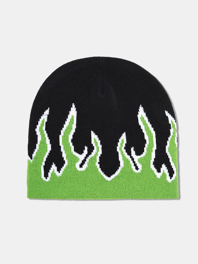 Street Hip-hop Style Flame Pattern Decorative Knitted Hat