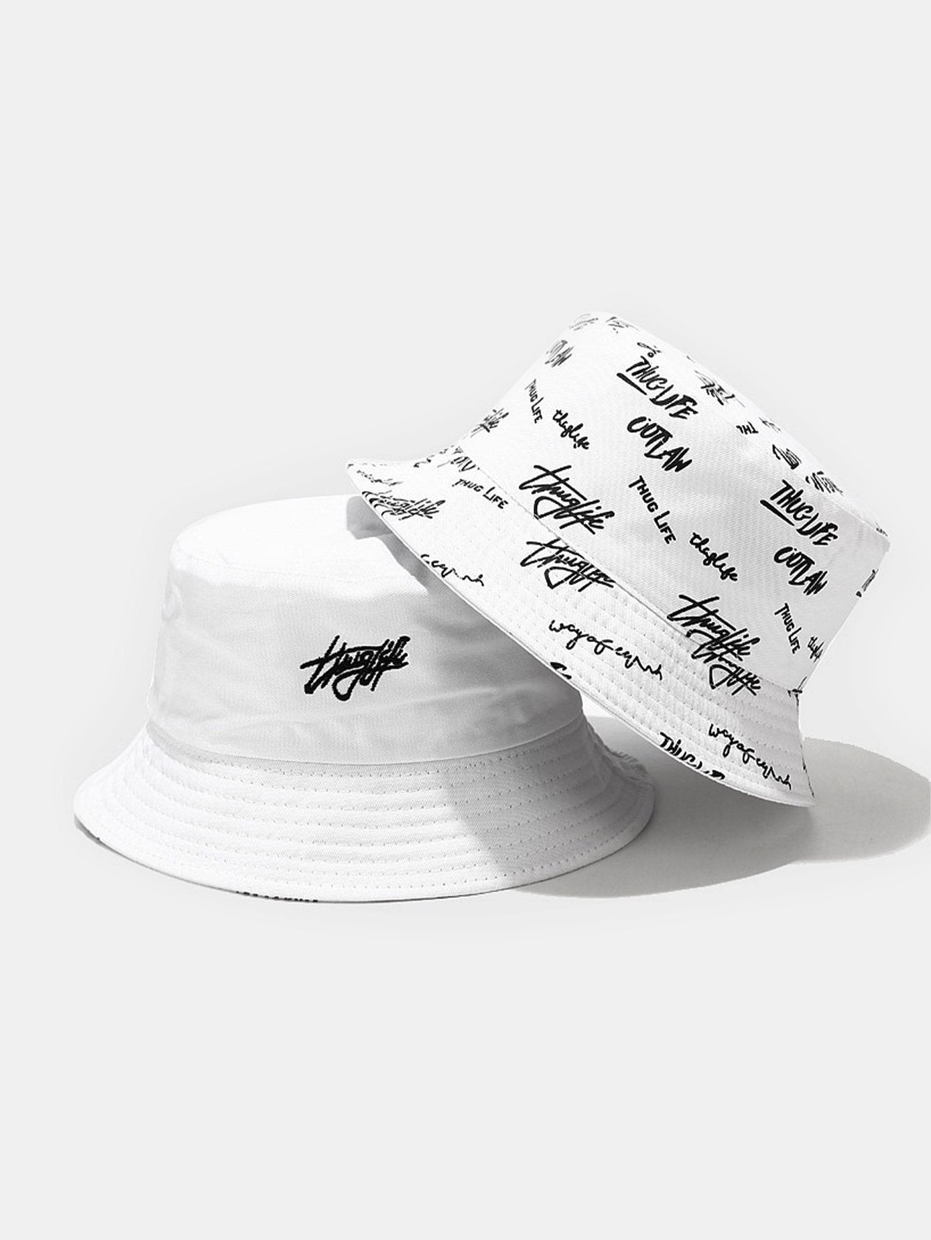 Double Side Reversible Slogan Pattern Bucket Hat