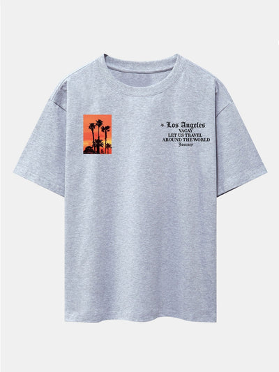 Palm Tree Slogan Print Drop Shoulder Oversize T-Shirt