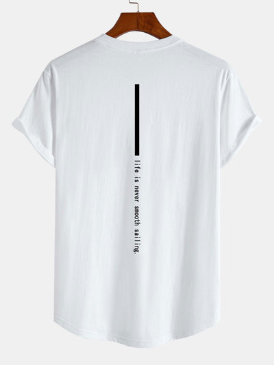 Slogan Back Print Cotton Arc Hem T-Shirt