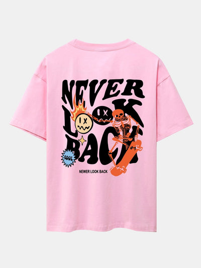 Skeleton Slogan Back Print Drop Shoulder Oversize T-Shirt