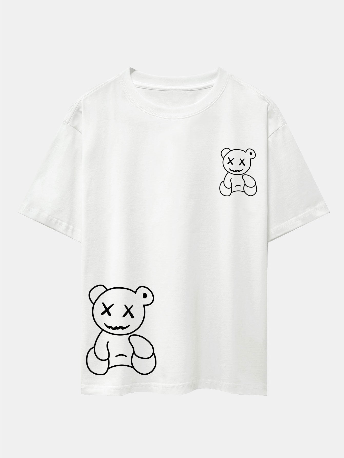 Bear line Print Drop Shoulder Oversize T-Shirt