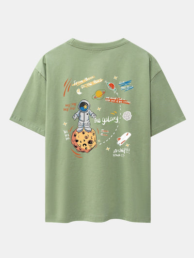 Galaxy Astronaut Print Drop Shoulder Oversize T-Shirt