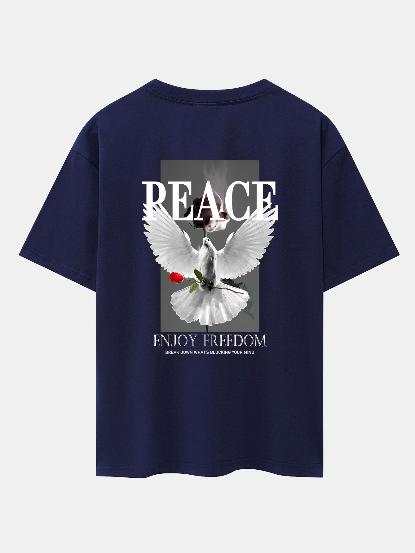 Dove Rose Slogan Back Print Drop Shoulder Oversize T-Shirt