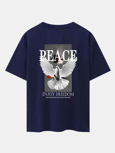 Dove Rose Slogan Back Print Drop Shoulder Oversize T-Shirt